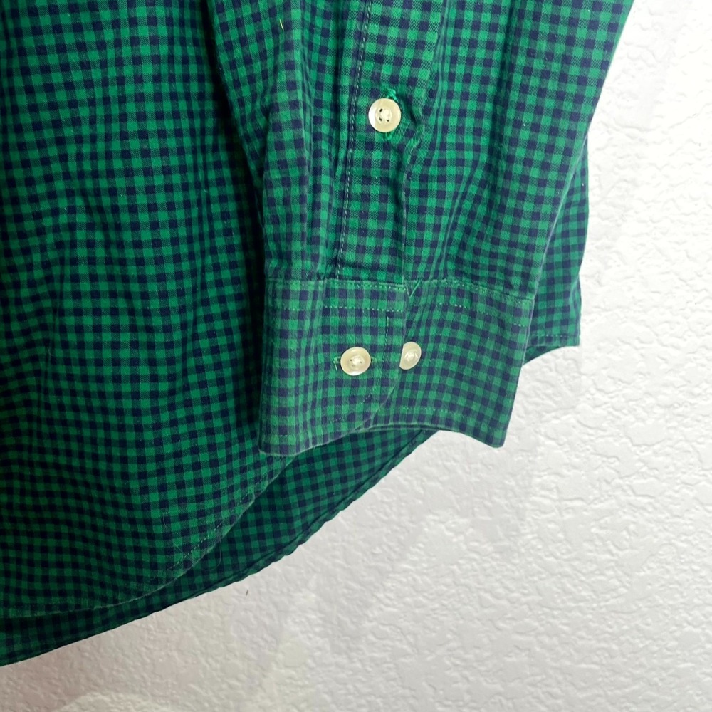 Vintage Tommy Hilfiger Shirt Men XL Green Blue Micro Gingham Pleated Button Down - Picture 9 of 13